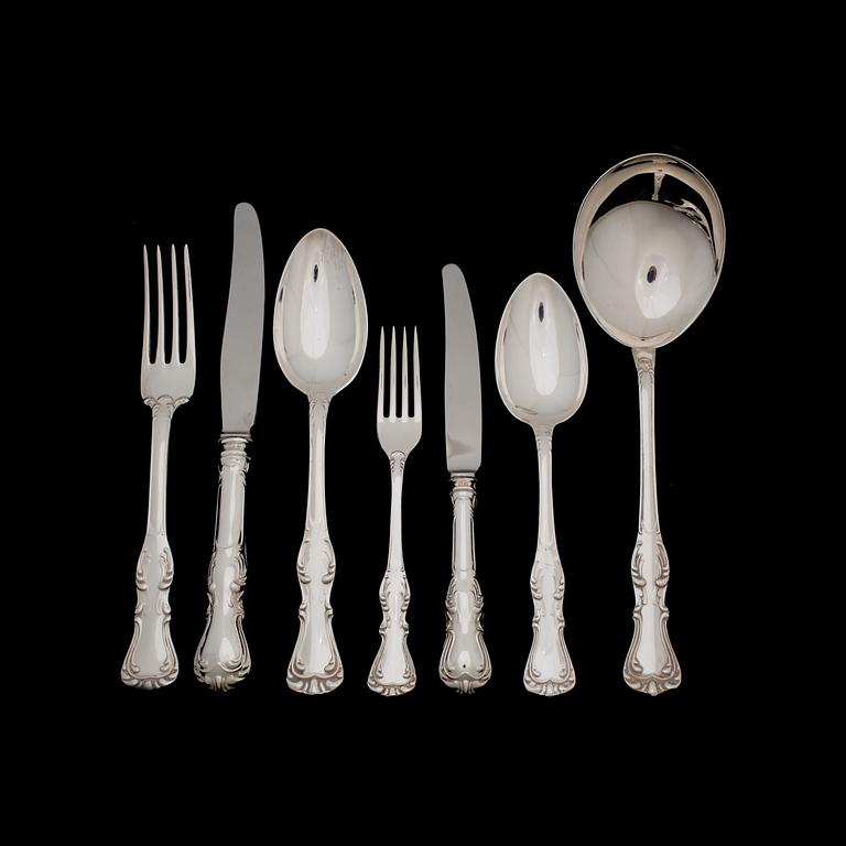 BESTICKUPPSÄTTNING, 49 delar, silver, "Prins Albert", GAB, total vikt c:a 2400 g.