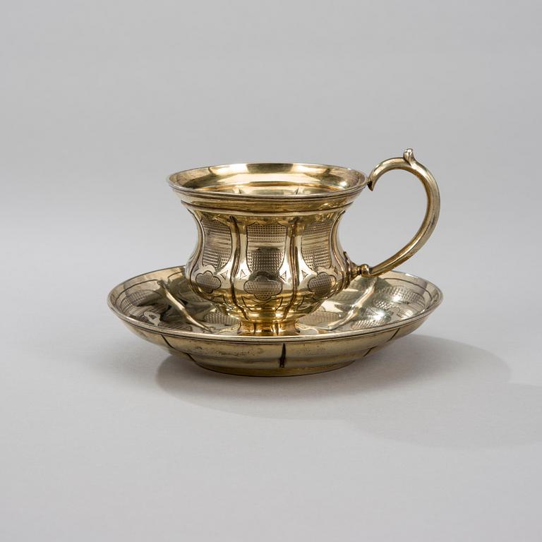 KAFFEKOPP, förgyllt silver, Ryssland S:t Petersburg 1862. Vikt 208 g.