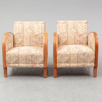 A pair of Art Deco armchairs, probably 1920-30s.