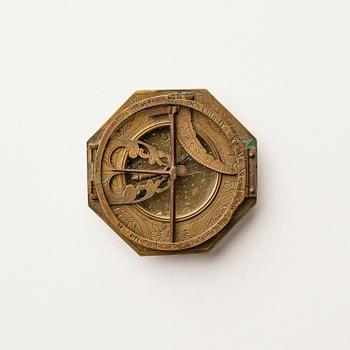An engraved brass octagonal equinoctial compass sundial by Andreas Vogler (Augsburg, c. 1766-90).