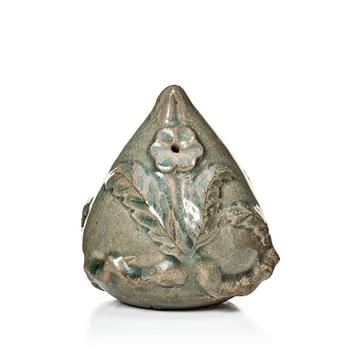 727. A peach shaped celadon glazed water dropper, Koryo, Korea, 13th Century.