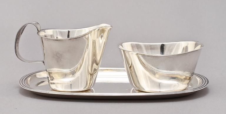 PARTI SILVER, 3 delar, bl. a. Gustaf Janson, CG Hallberg, Stockholm, 1958. Tot. v. 229 g.