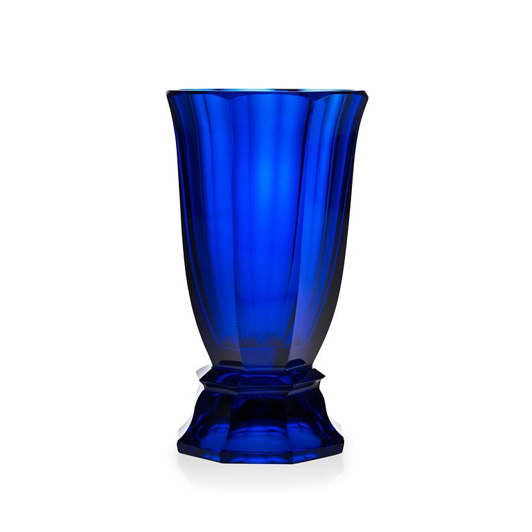 A Josef Hoffmann blue cut-glass vase, Wiener Werkstätte 1910's.