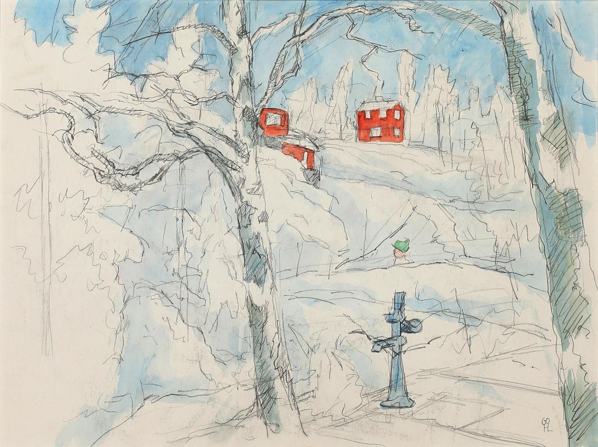 HILDING LINNQVIST, Hilding Linnqvist 1891-1984. Akvarell. Monogramsignerad.