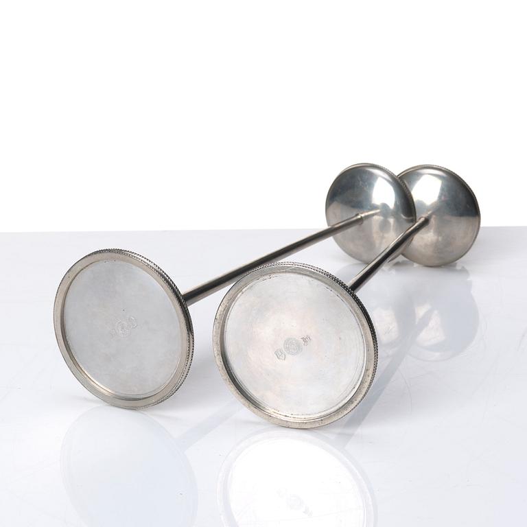 Josef Frank, a pair of pewter candlesticks, Svenskt Tenn, Stockholm 1952 and 1956.