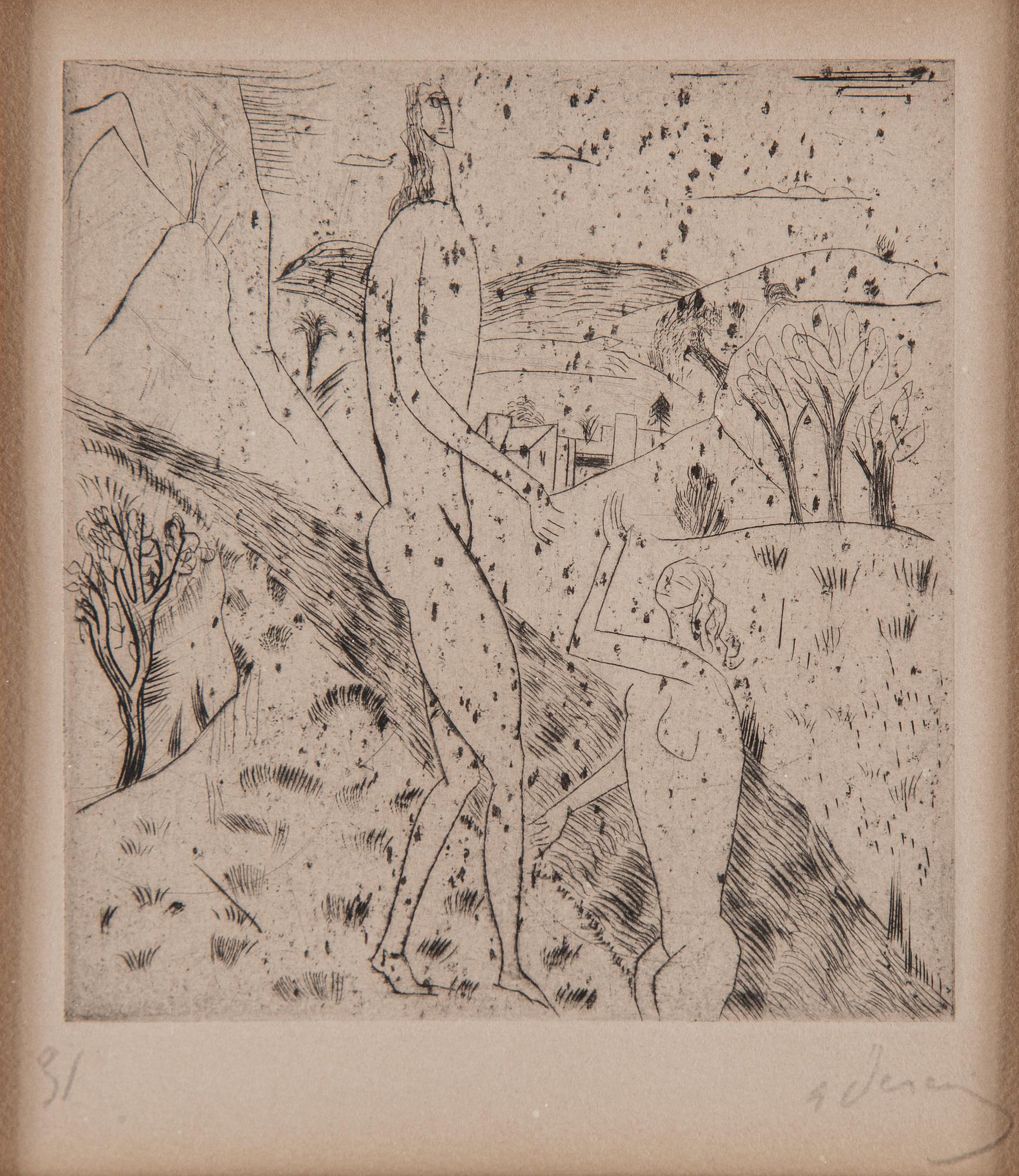 ANDRÉ DERAIN, torrnål, singerad i blyerts.