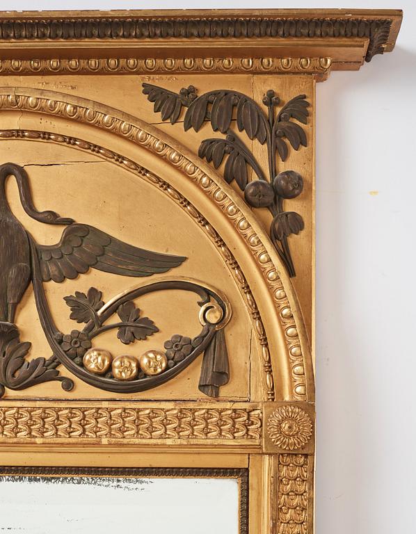 An Empire mirror with console table, attributed to N Frisk (Stockholm 1805-24).