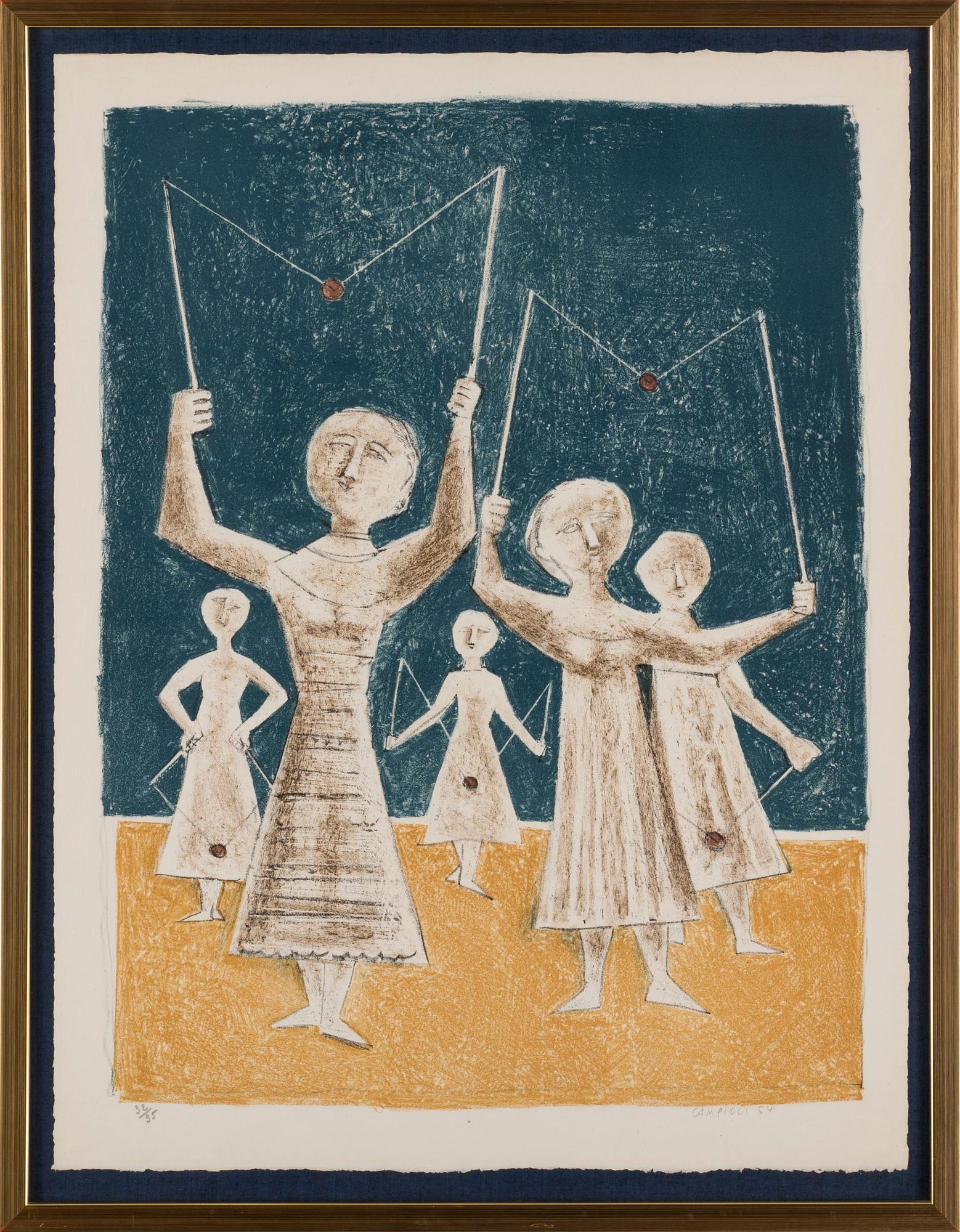 MASSIMO CAMPIGLI, färglitografi, signerad och numrerad 32/95, daterad -54.