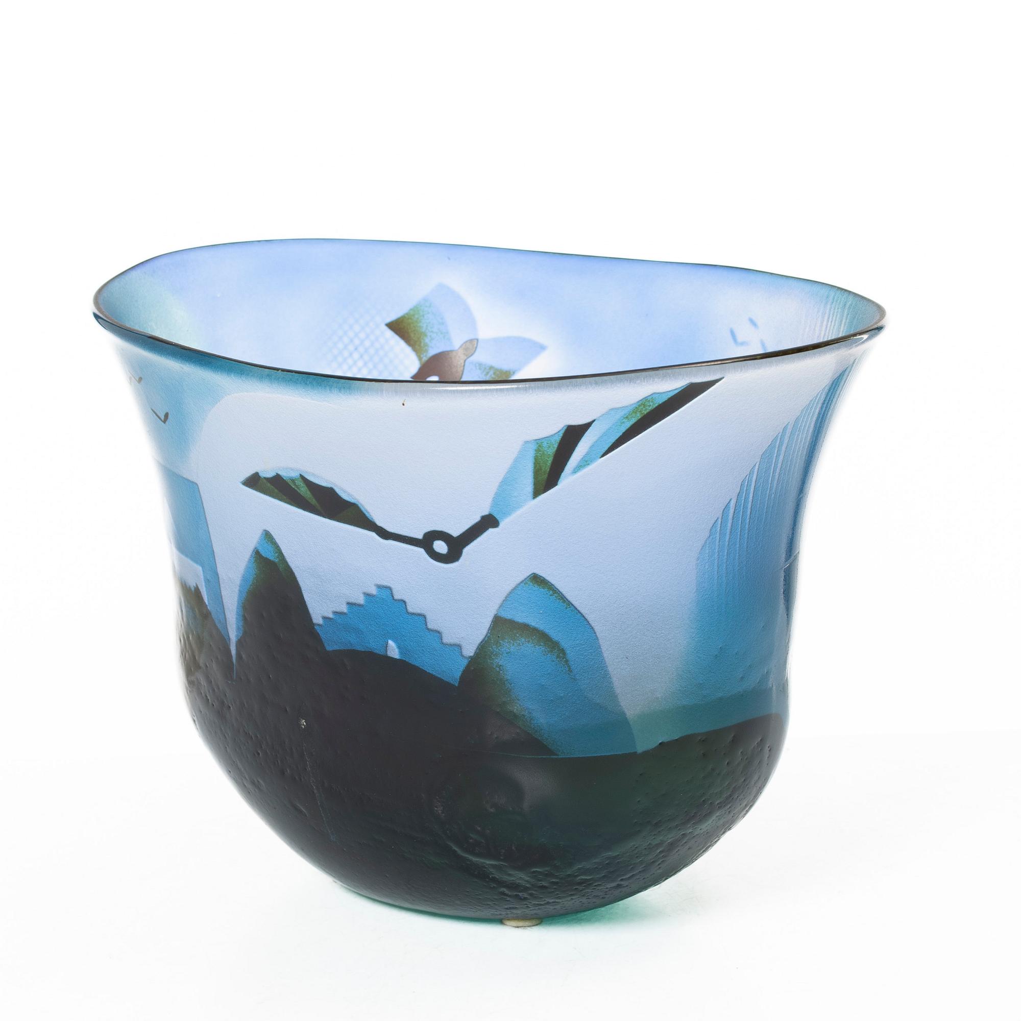 Bertil Vallien, a unique glass vase, Kosta Boda, Sweden, signed.