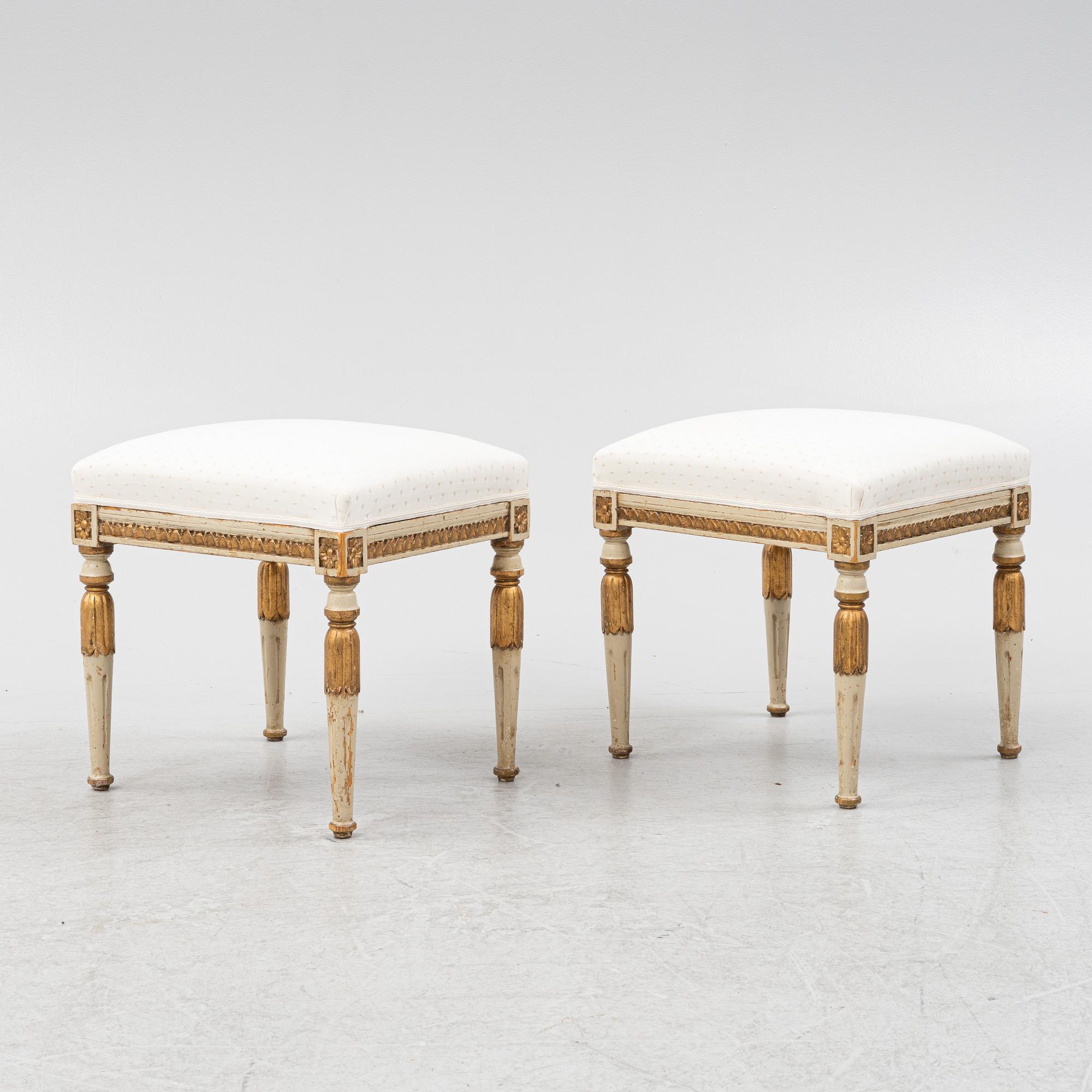 Taburetter, ett par, Gustaviansk stil, 1800-talets andra hälft.