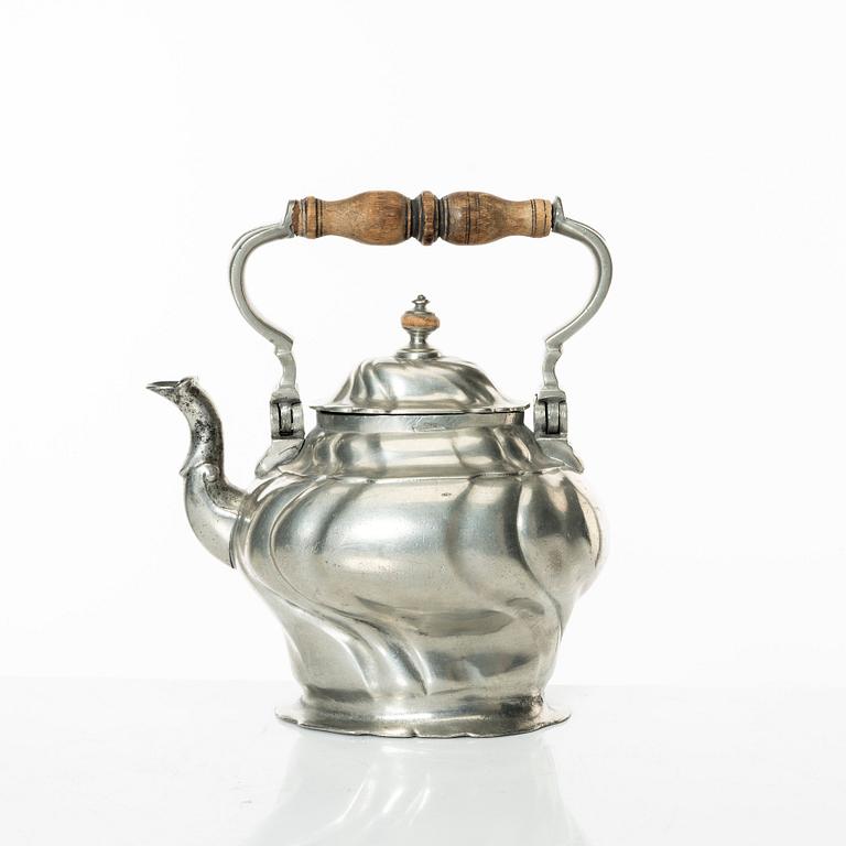 A Rococo pewter teapotby P J Mattsson 1808.