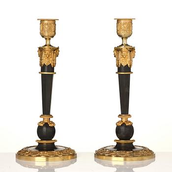 A pair of Empire presumably Russian, Moscow candlesticks from around 1820.