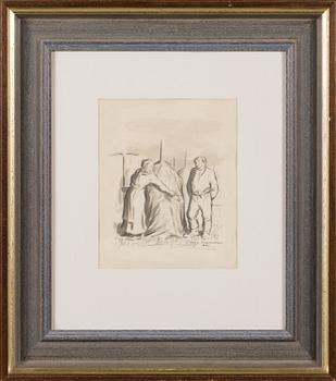 EERO NELIMARKKA, tussilaveeraus, signeerattu ja päivätty 1920.