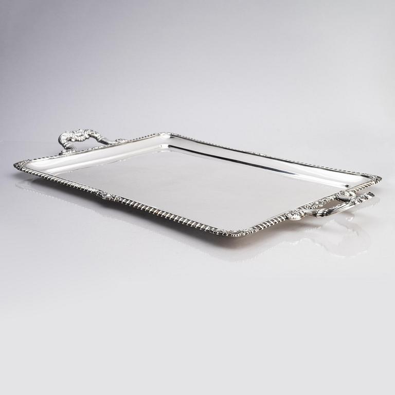 A German 20th century silver tray, 800/1000 silver.