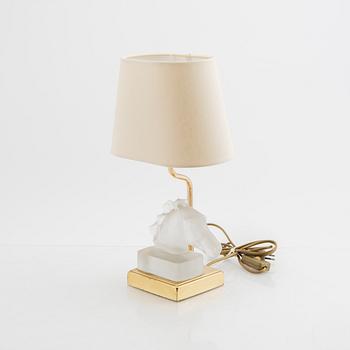 A pair of le Dauphin brass and glass table lamps, France later part of the 20th century.