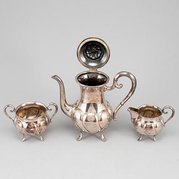 KAFFESERVIS, 3 delar, silver, Norge, 1900-talets mitt.
