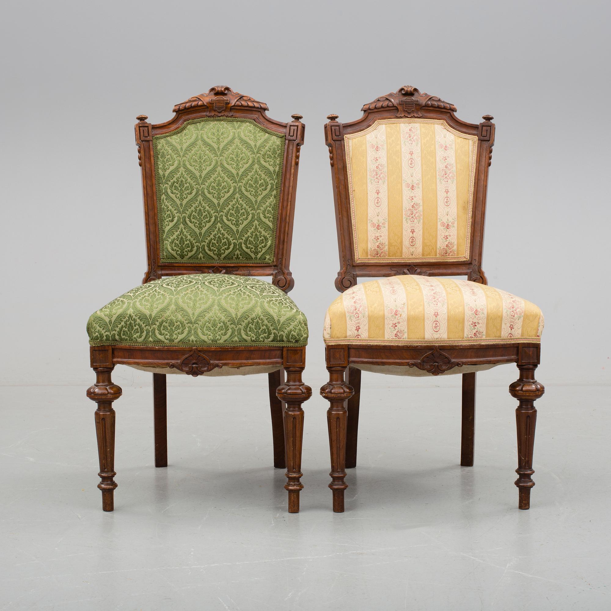 STOLAR, 6 stycken, nyrenässans, omkring år 1900.