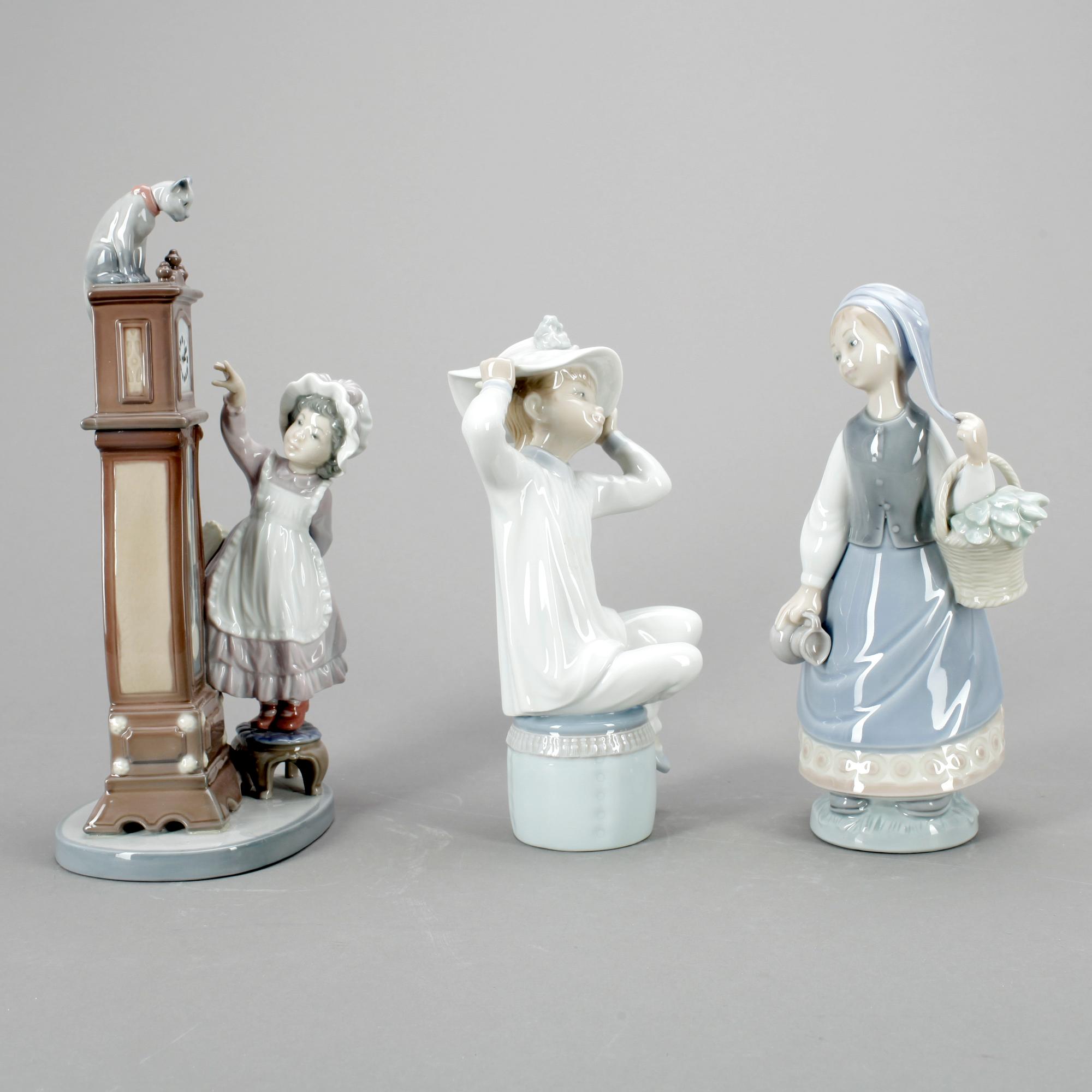 FIGURINER, 3 st, porslin, Lladro, Spanien, 1900-talets andra hälft.