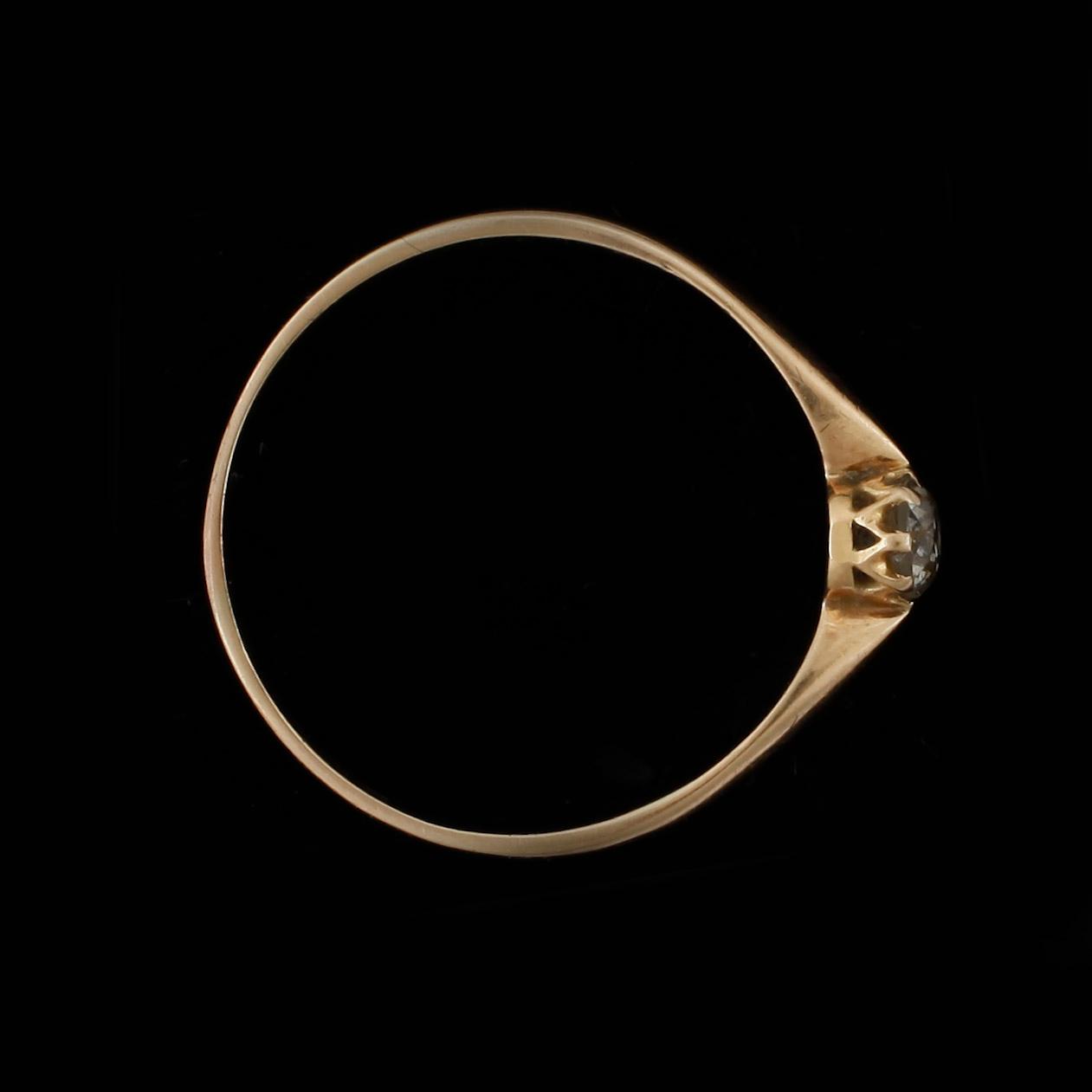 RING, 14k guld med briljantslipad diamant ca 0,25 ct. Vikt ca 1,5 gram.
