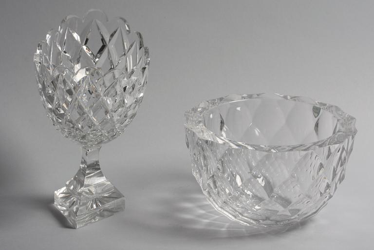 SKÅLAR, 2 st, glas, bla Orrefors, 1900-tal.