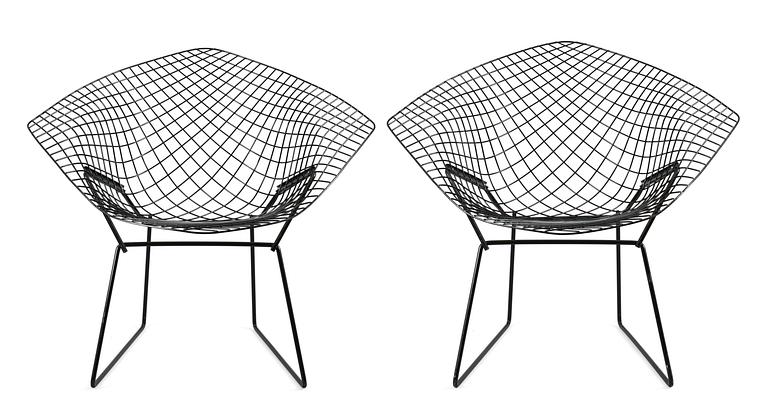 A pair of Harry Bertoia black metal "Diamond Chair".