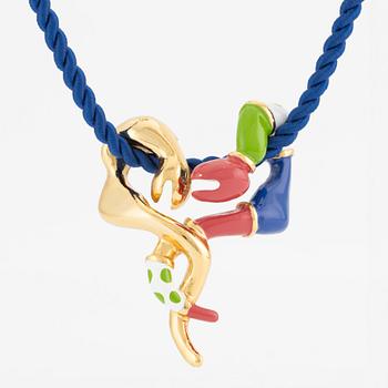 Niki de Saint Phalle pendant in yellow metal with enamel "Dance of the Snakes".