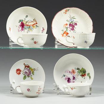 A group of 18th Century cups and saucers.