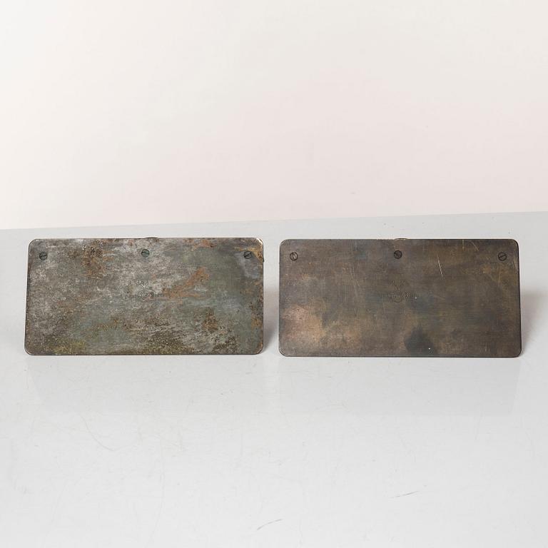 Oscar Antonsson, A pair of bookends, art deco, Ystad metal.