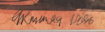 ANDRUS KASEMAA,  mixed media on paper, signed.