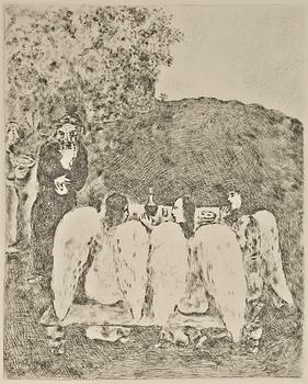 Marc Chagall, "Abraham et les trois Anges"; "Jacob béni par Isaac"; "L'echelle de Jacob"; "La lutte avec l'ange", from: "La Bible".