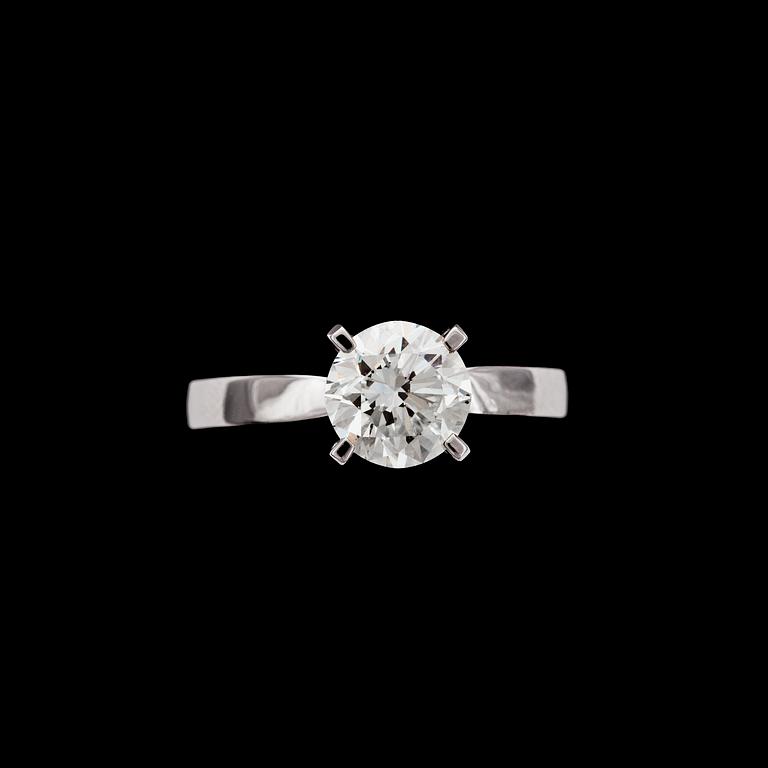 A brilliant cut diamond, app. 1.50 cts, ring.