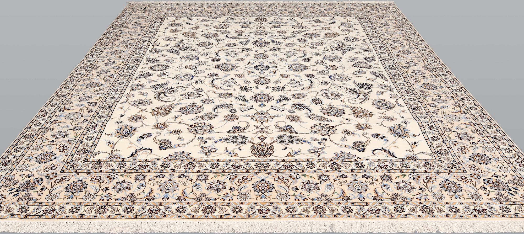 A part silk Nain carpet, so-called 6LAA, approx. 308 x 254 cm.