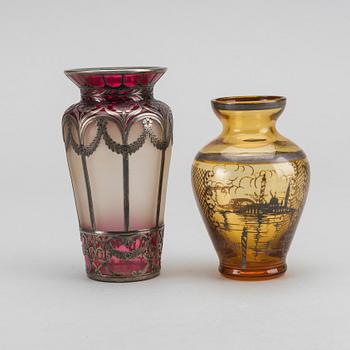 A set of four Bohemian vases early 1900's.