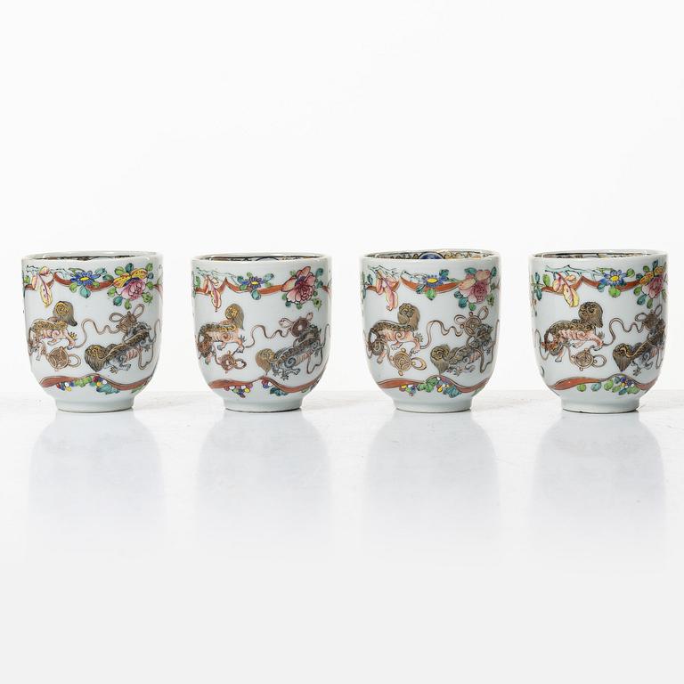 A group lot of 11 Chinese cups, Qing dynasty, Qianlong (1736-95).