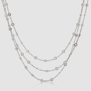 1187. A brilliant-cut diamond, 8.90 cts, necklace. Quality cirka H/SI.