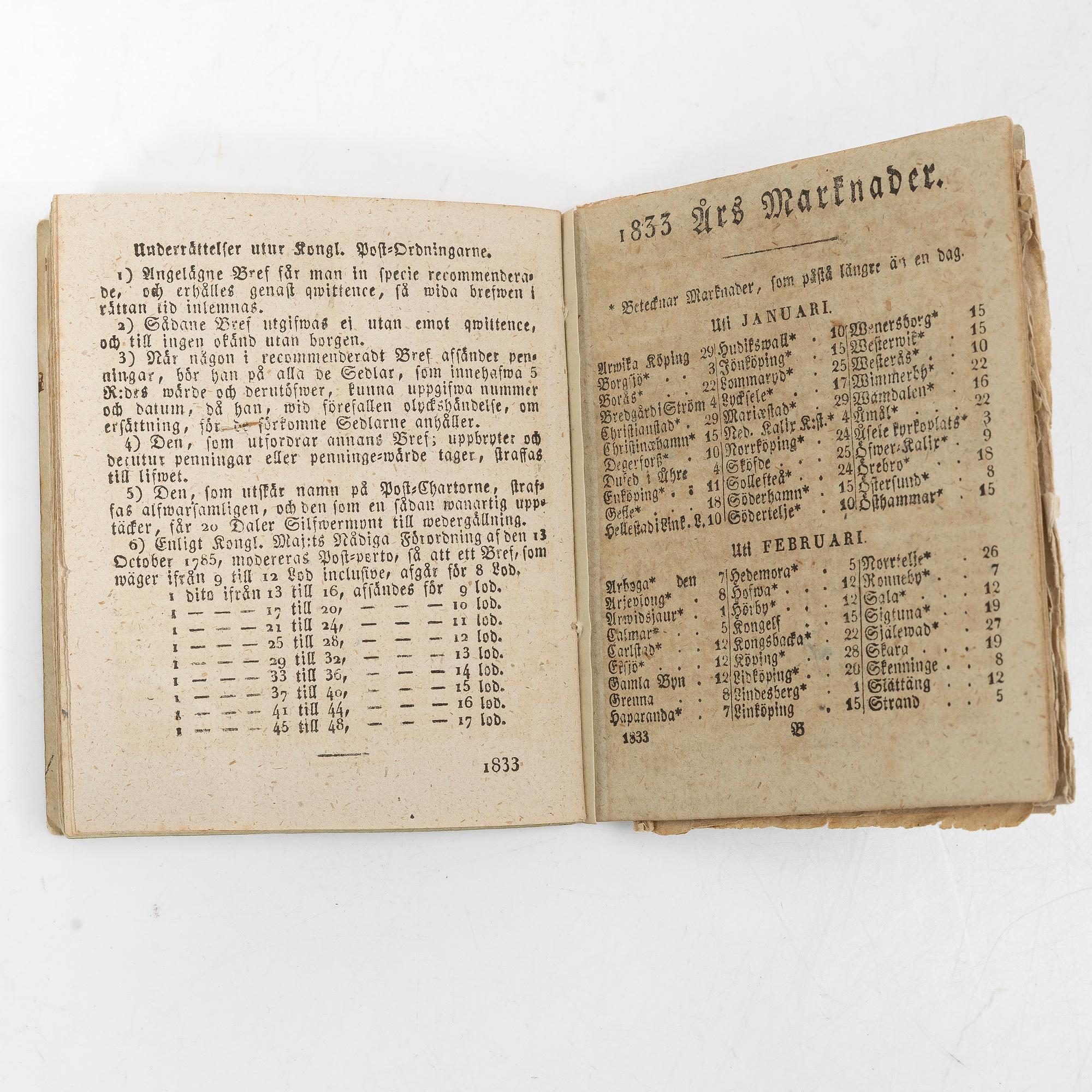 Almanacka samt skissblock, 1800-talets första hälft.