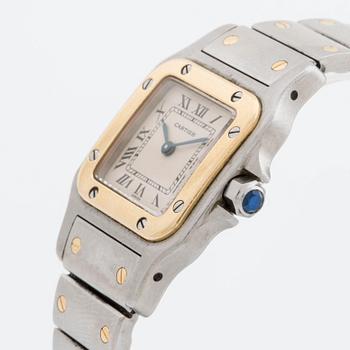 CARTIER SANTOS WRISTWATCH, steel and gold 24 x 23 mm.