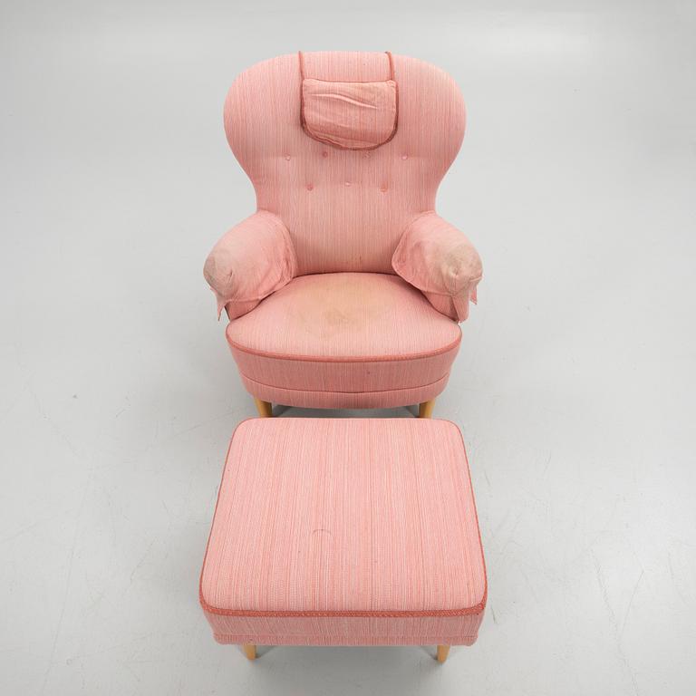 Carl Malmsten, Armchair with footstool, "The Giant Toad", second half of the 20th century.