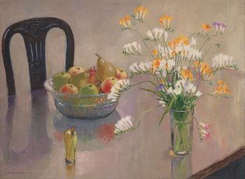 869. Olle Hjortzberg, Still life with flowers and fruits.