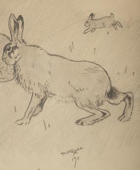 Axel Fridell, pencil drawing, signed and dated 1911.