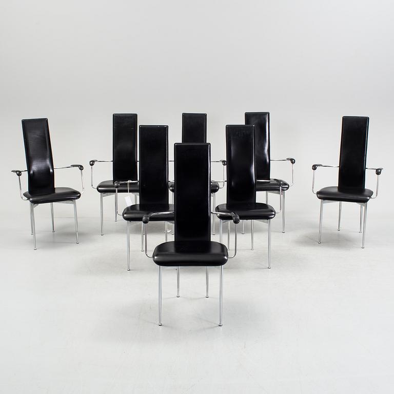 A set of eight armchairs by Giancarlo Vegni, Giamfrance Gualtierotti, Fasem, 1980s.