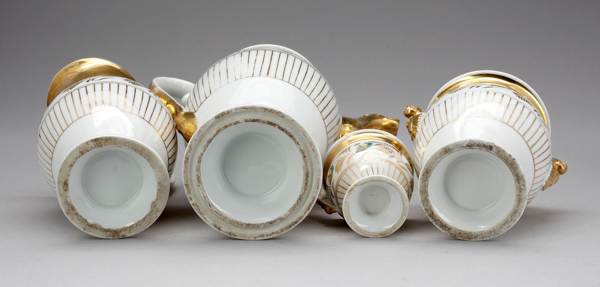 KAFFESERVIS, 9 delar, porslin, empire, Frankrike, 1800-talets början.