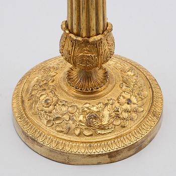 LJUSSTAKE, förgylld brons, empire, 1800-talets första hälft.