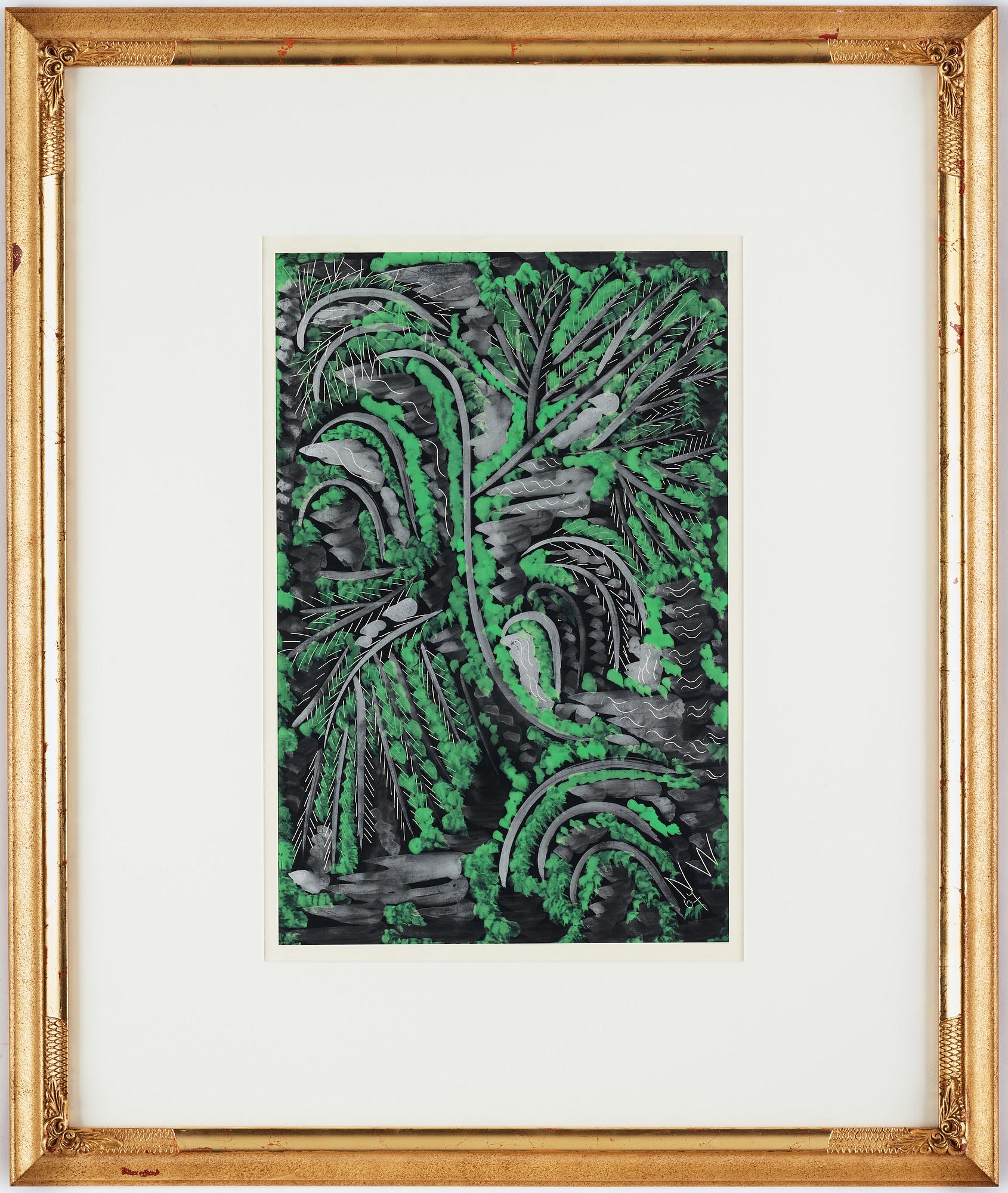 NELL WALDEN, mixed media on paper, signed and dated -67.