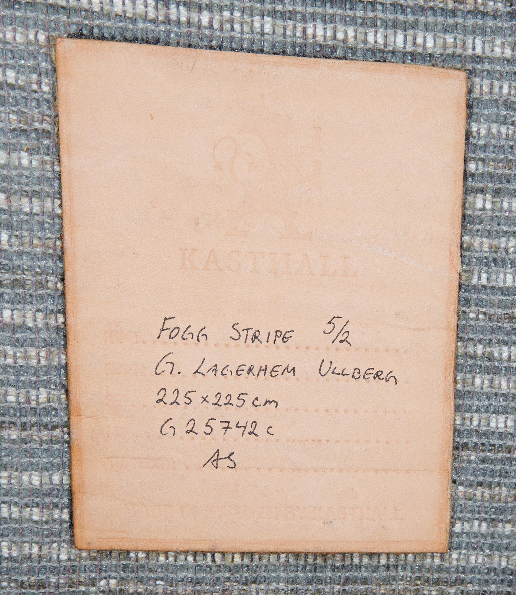 A carpet, Fogg Strip 5/2, G Lagerhem Ullberg, Kasthall, 222 x 220 cm.
