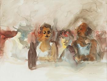 Peter Dahl, Sällskap vid bord.