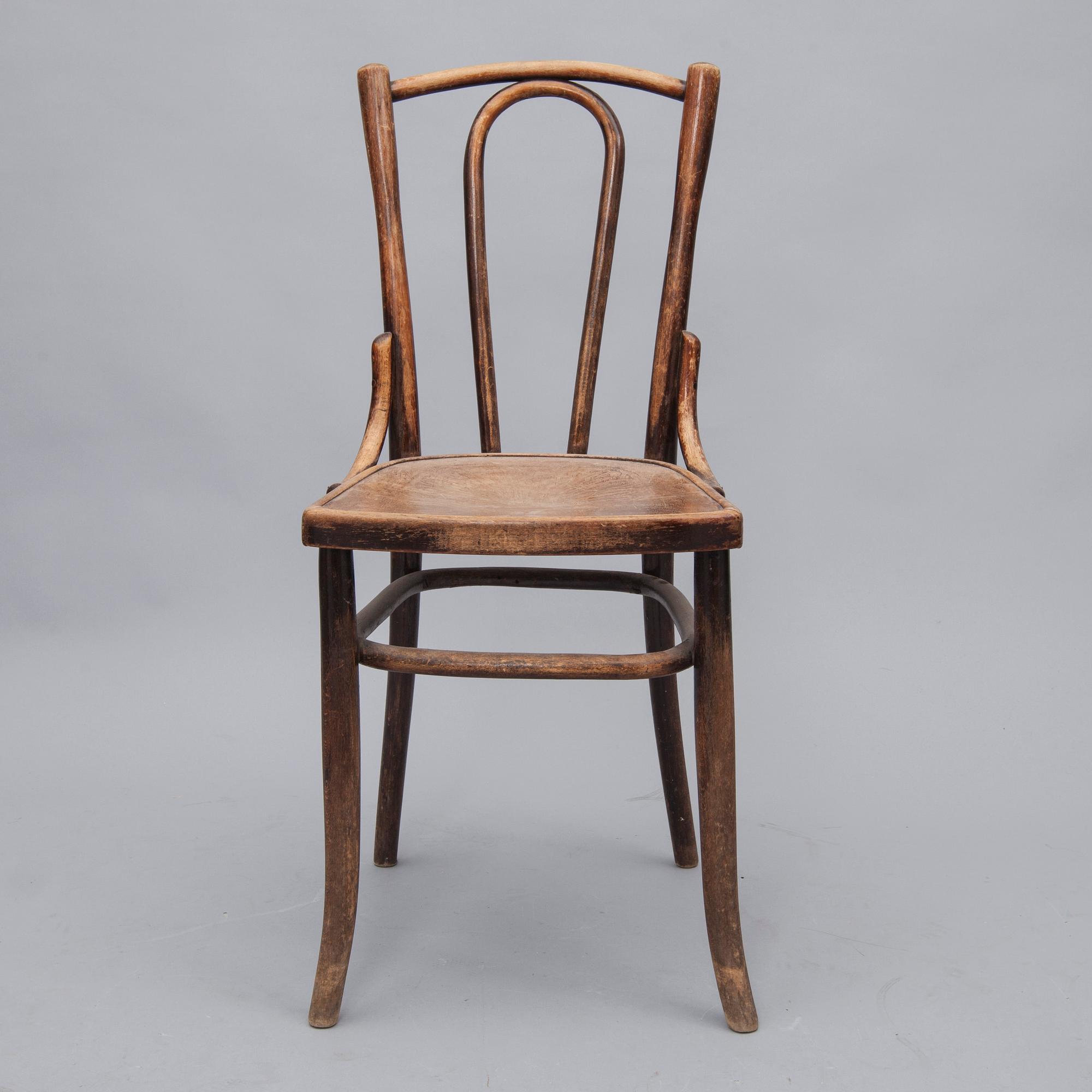 TUOLI, ns "kahvilatuoli", etikettimerkitty Fischel, Tsekkoslovakia, vuosisadanvaihde 1800/1900.