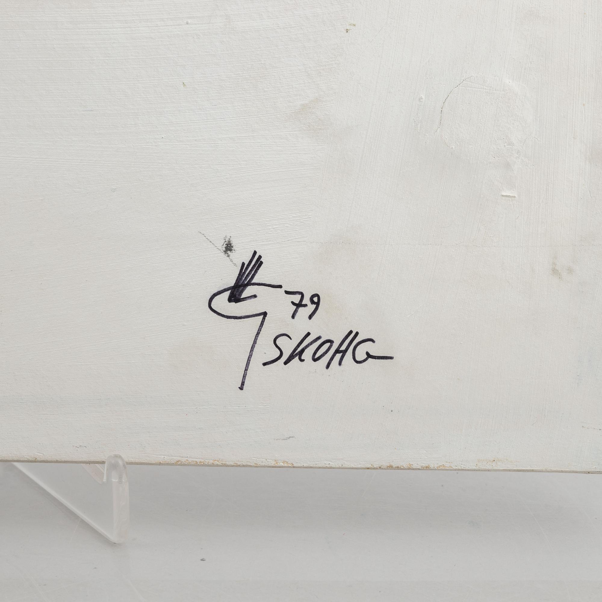 Börje Skohg, väggplaketter, tre stycken, stengods, Gustavsberg/Gustavsberg studio, 1970-tal.