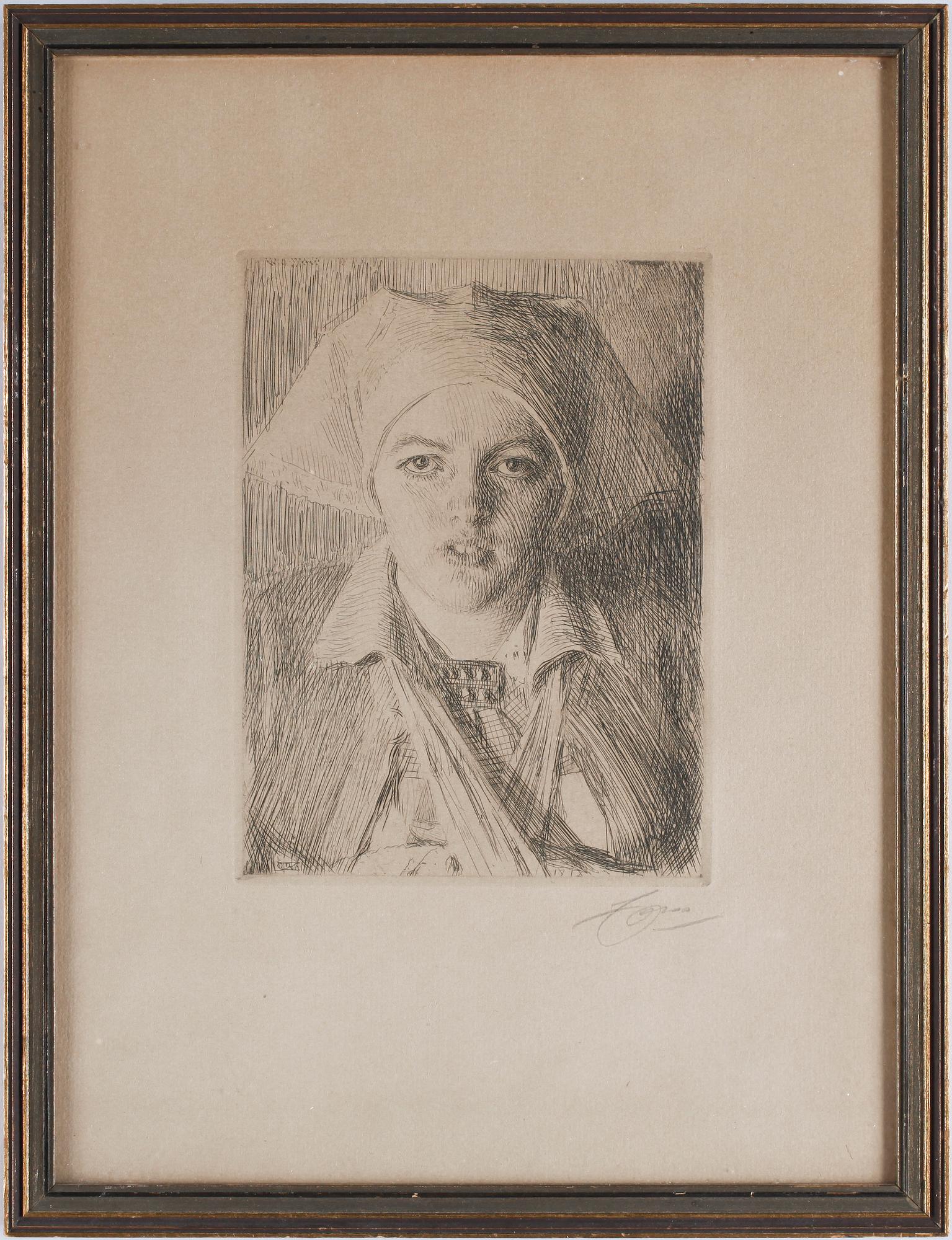 ANDERS ZORN, etsning, sign i blyerts, samt plåtsign. o dat. 1918.