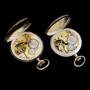 FICKUR, 2 st, silver, Omega och Zenith, 1900-talets första hälft.